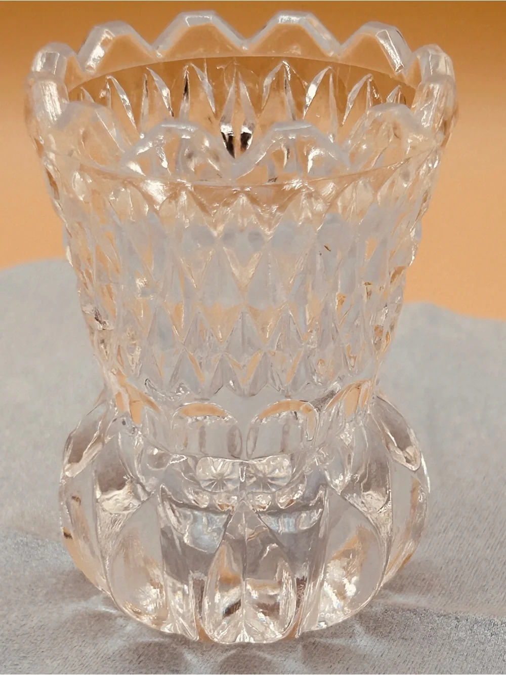 Vintage Toothpick Holder Or Bud Vase, Diamond Cut, Pineapple Pattern